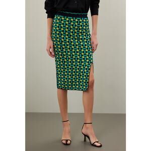 Diane von Furstenberg Lyla Geometric Knit Knee Length Pencil Skirt Size Small